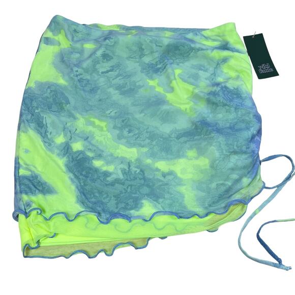 Wild Fable Women's Green Tie-Dye Mesh Side Ruched Mini Skirt - Size Large - NWT - Picture 1 of 6